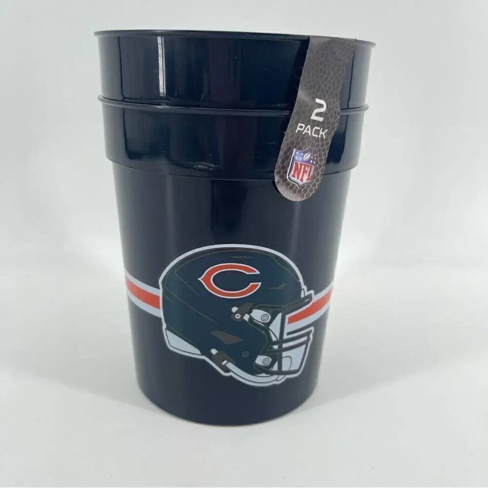 NFL Chicago Bears Logo Team Spirit 2-Pack Navy Plastic Drinking Cups 25 fl oz